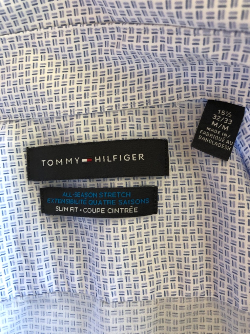 Tommy Hilfiger Slim‑Fit Dress Shirt – All‑Season Stretch, Blue Pattern, Size M - Picture 4 of 4
